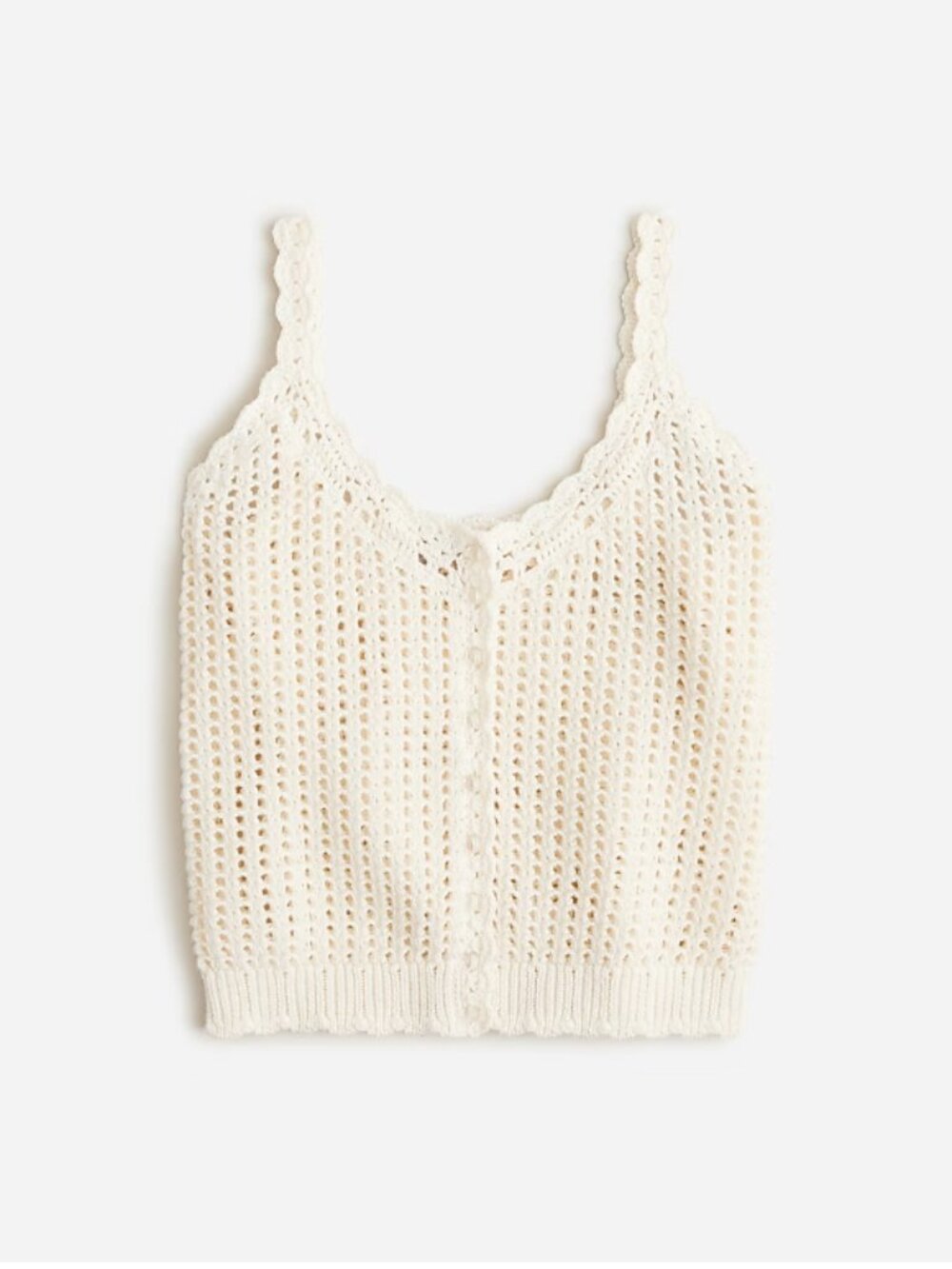 NWT Sealed J.Crew Ivory Crochet button Up Sweater Tank Size XL